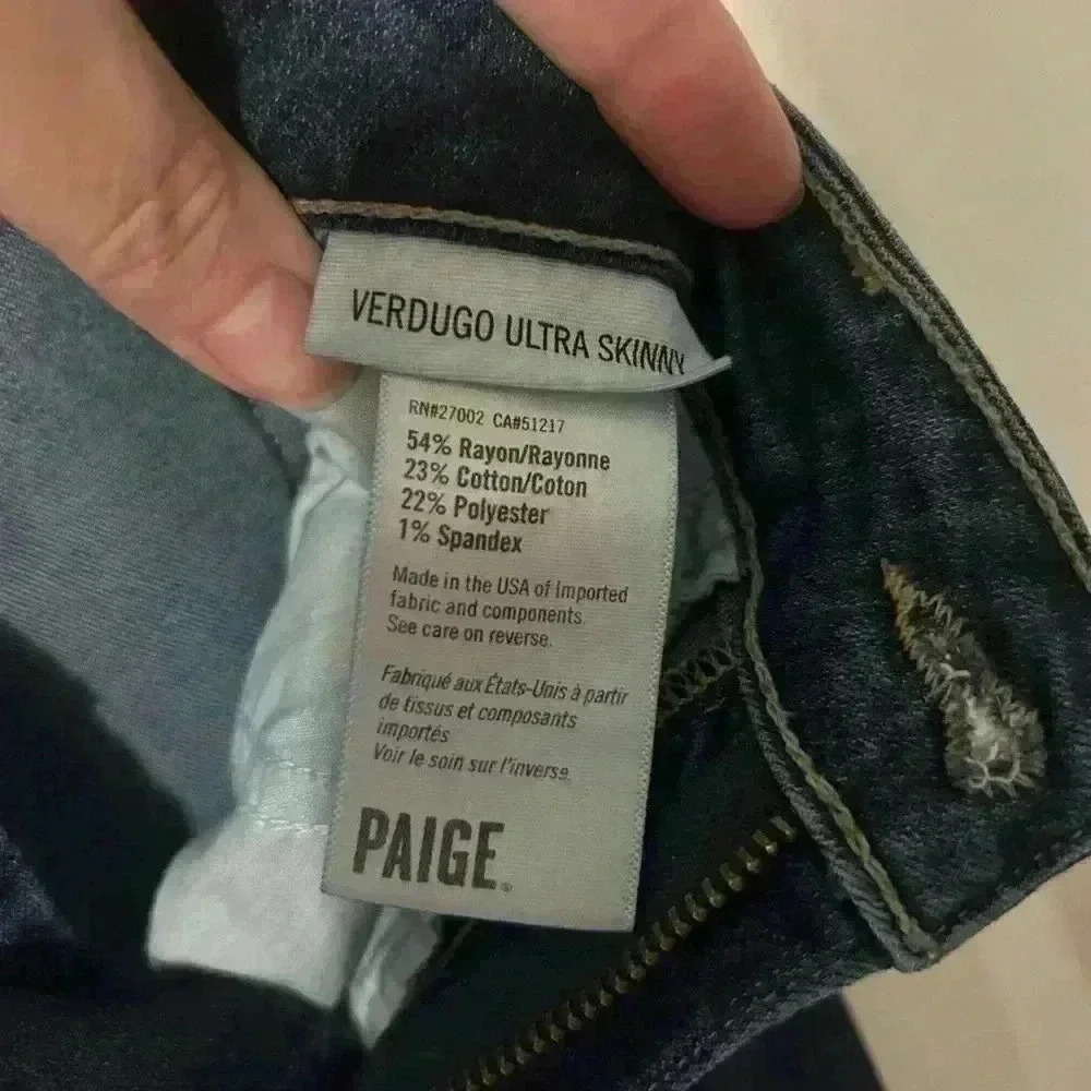 Paige Verdugo Ultra Skinny Size 28 Silas Distressed. Medium/Dark wash. - Picture 10 of 12